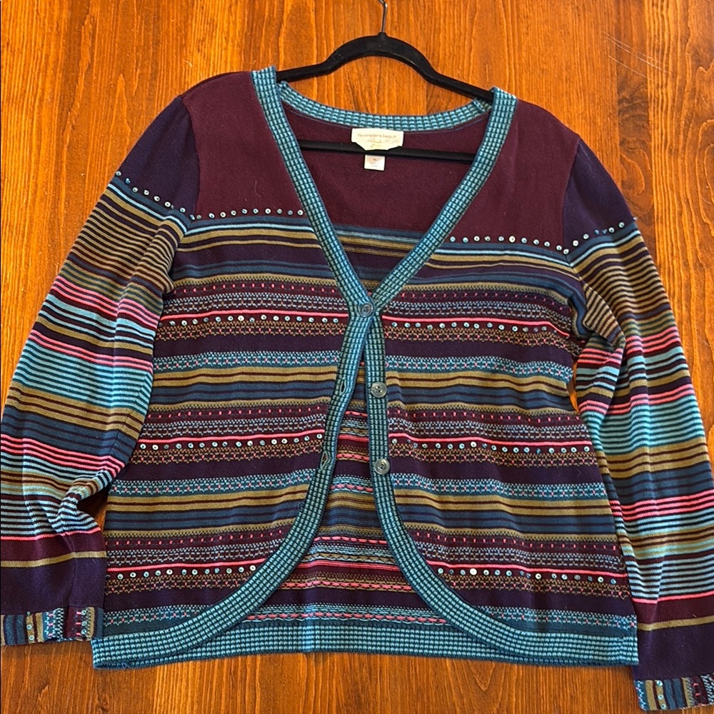 Christopher & Banks Purple and Blue Cardigan Sweater